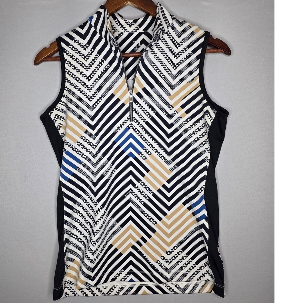 Tail Mock Neck Zip Lines Onyx Print Shirt small golf outdoors athletic